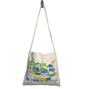 Bay Area California Bike to Work One Shoulder Canvas Tote